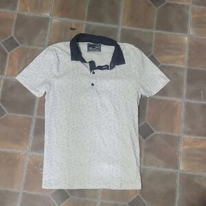 Express White and Black Polo Shirt Short Sleeve Casual